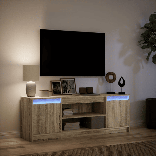 Móvel de TV - Modulo de TV - Armário de TV com luzes LED derivados de madeira carvalho sonoma