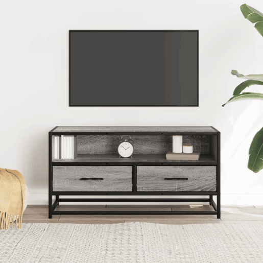 Móvel p TV, Armário de TV 80x34,5x40 cm deriv. madeirametal cinzento sonoma
