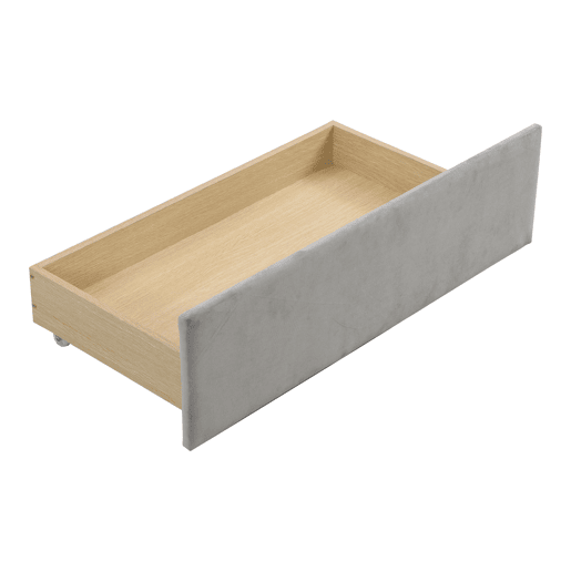 Sofá-cama estofado em veludo 90x200 cm - com 2 gavetas grandes e estrado de ripas - Cinzento