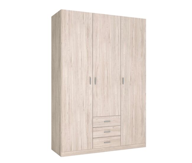 Armario ropero roma 3 puertas 3 cajones dormitorio habitación color sahara moderno mueble 150x215 cm