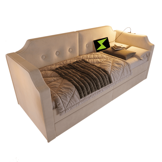 Sofá-cama de veludo 90x200 cm - com função de carga e LED - com base de ripas - Bege Sofá-cama de veludo 90x200 cm - com função de carga e LED - com base de ripas - Bege
