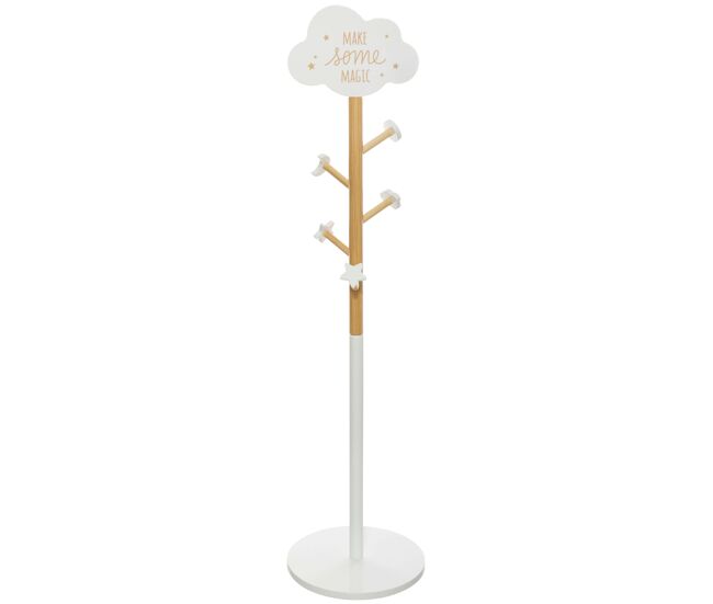 Perchero de pie nube infantil 35 cm en melamina - elegante diseño en colores blanco y roble para organizar con estilo