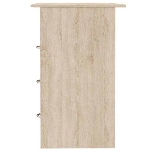 Mesa de escritório reversÃvel com 3 gavetas, mesa de computador para jovens, carvalho e branco 123 cm Mesa de escritório reversÃvel com 3 gavetas, mesa de computador para jovens, carvalho e branco 123 cm
