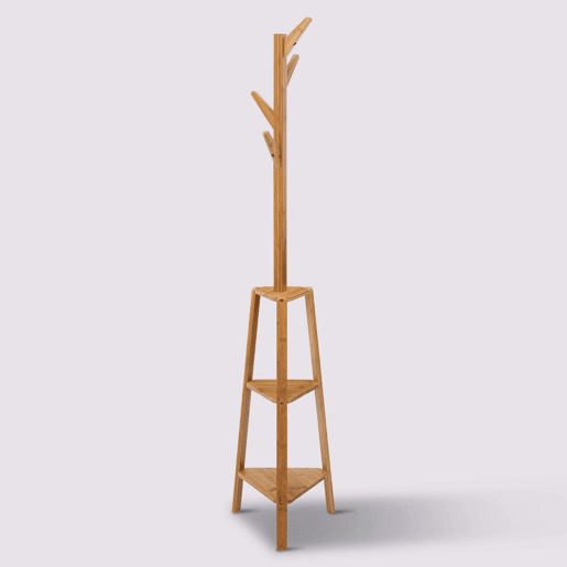 Cabide de pé Bam com 4 cabides, marrom, 177 cm Cabide de pé Bam com 4 cabides, marrom, 177 cm