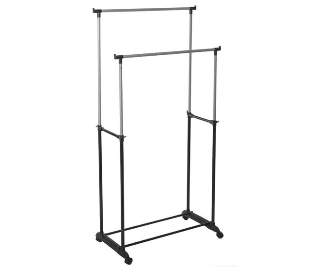 Perchero doble extensible negro 160x80 cm