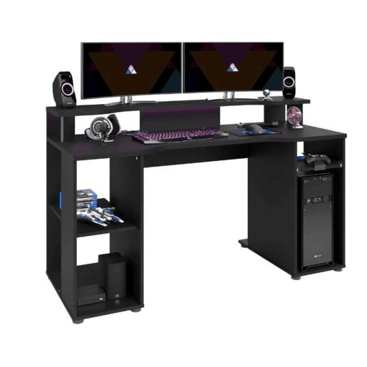 Mesa de jogos LEVEL com luz LED e cor preta com design 90x150x60 Mesa de jogos LEVEL com luz LED e cor preta com design 90x150x60
