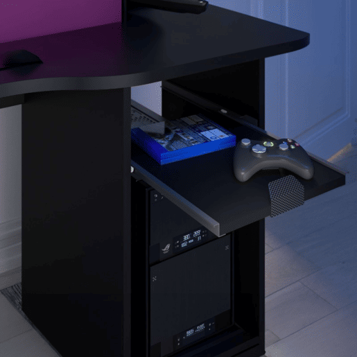 Mesa de jogos LEVEL com luz LED e cor preta com design 90x150x60 Mesa de jogos LEVEL com luz LED e cor preta com design 90x150x60