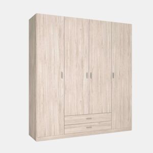 Guarda-roupa Roma com 4 portas e 2 gavetas, guarda-roupa de quarto, cor Sahara, móvel moderno, 200x215 cm