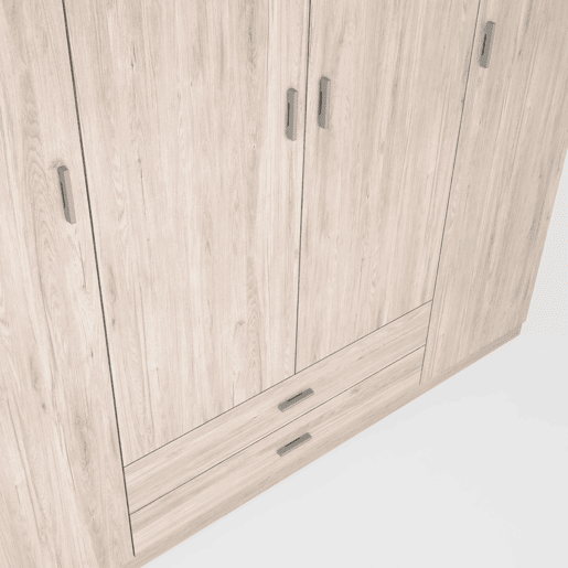 Guarda-roupa Roma com 4 portas e 2 gavetas, guarda-roupa de quarto, cor Sahara, móvel moderno, 200x215 cm