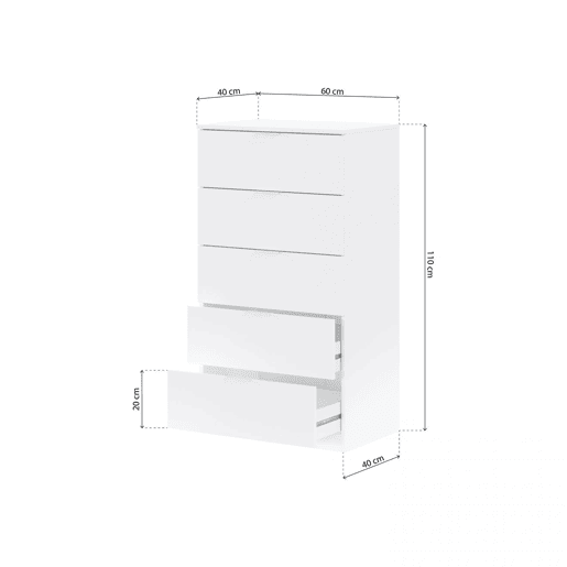 Cómoda Akari Artik White (Branco mate) 60 x 110 x 40 cm