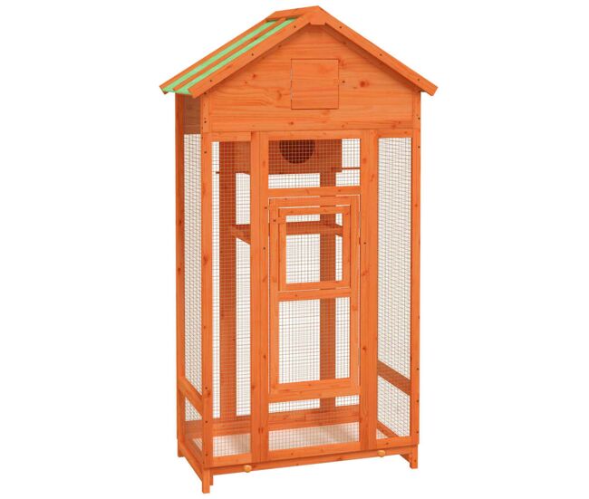 Vidaxl casita para pájaros madera maciza pino marrón 91,5x53x170 cm