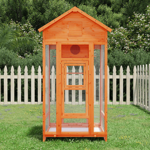 VidaXL Gaiola para pássaros 91,5x53x170 cm pinho maciço castanho