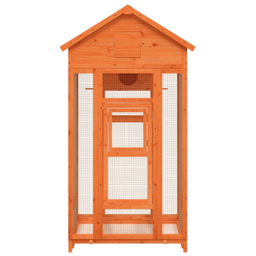 VidaXL Gaiola para pássaros 91,5x53x170 cm pinho maciço castanho