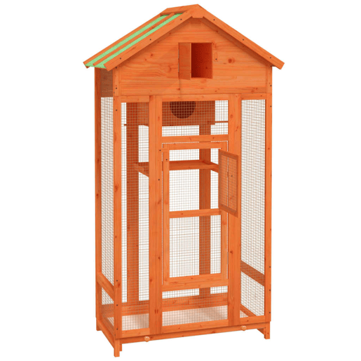VidaXL Gaiola para pássaros 91,5x53x170 cm pinho maciço castanho