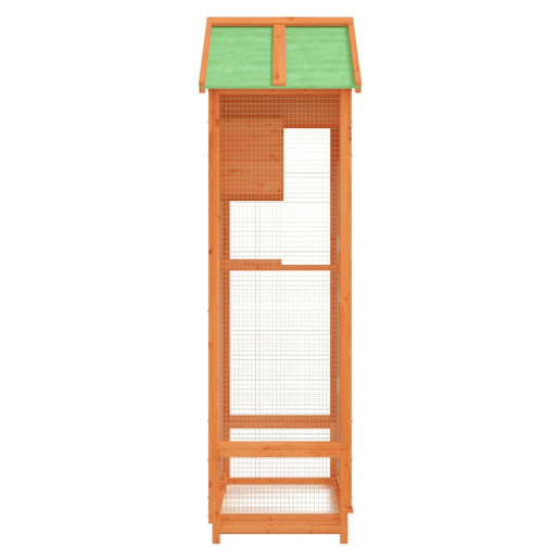 VidaXL Gaiola para pássaros 91,5x53x170 cm pinho maciço castanho