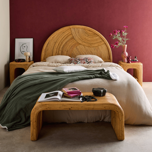 Cabeceira de vime natural, Baya, Natural, 160x4.5x130 cm