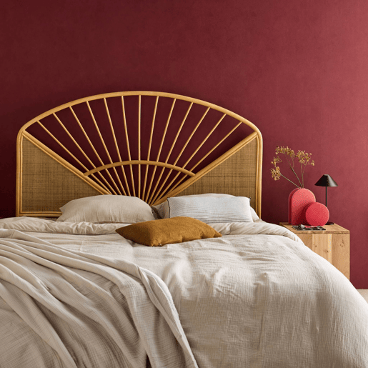 Cabeceira de vime natural e cana, Tomia, Natural, 142x3x115 cm