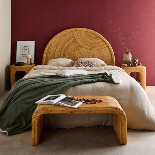 Cabeceira de vime natural, Baya, Natural, 140x4.5x115 cm