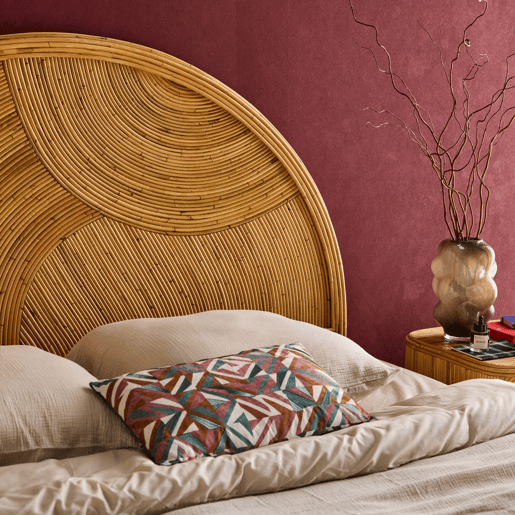 Cabeceira de vime natural, Baya, Natural, 140x4.5x115 cm