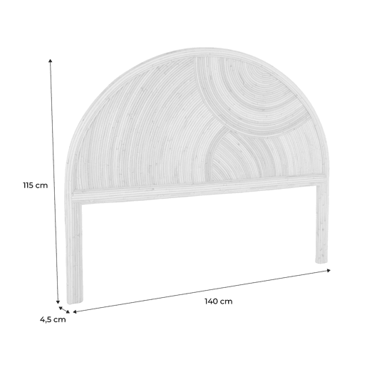 Cabeceira de vime natural, Baya, Natural, 140x4.5x115 cm