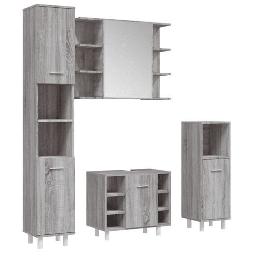 vidaXL 4 pcs conj. móveis casa de banho derivados madeira cinza sonoma vidaXL 4 pcs conj. móveis casa de banho derivados madeira cinza sonoma