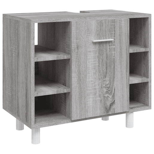 vidaXL 4 pcs conj. móveis casa de banho derivados madeira cinza sonoma vidaXL 4 pcs conj. móveis casa de banho derivados madeira cinza sonoma