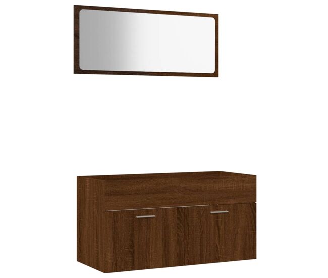 Vidaxl set de muebles baño 2 pzas madera contrachapada marrón roble