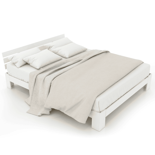 Cama de madeira maciça para adultos com estrado de ripas - 140x200 cm - branco