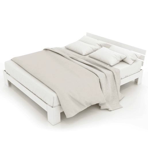 Cama de madeira maciça para adultos com estrado de ripas - 140x200 cm - branco