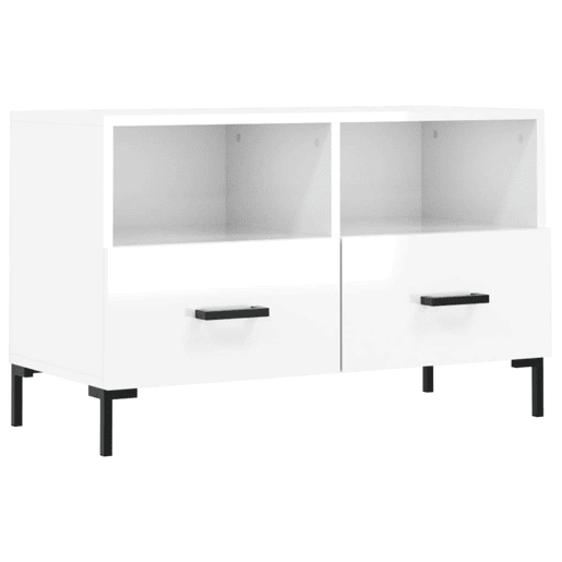 Móvel de TV - Modulo de TV - Armário de TV 80x36x50 cm derivados de madeira branco brilhante