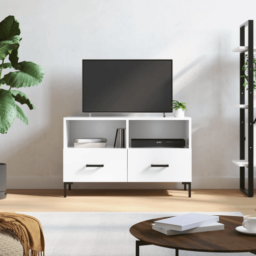 Móvel de TV - Modulo de TV - Armário de TV 80x36x50 cm derivados de madeira branco brilhante