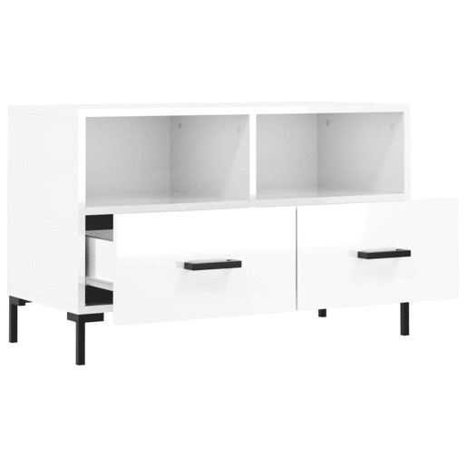 Móvel de TV - Modulo de TV - Armário de TV 80x36x50 cm derivados de madeira branco brilhante