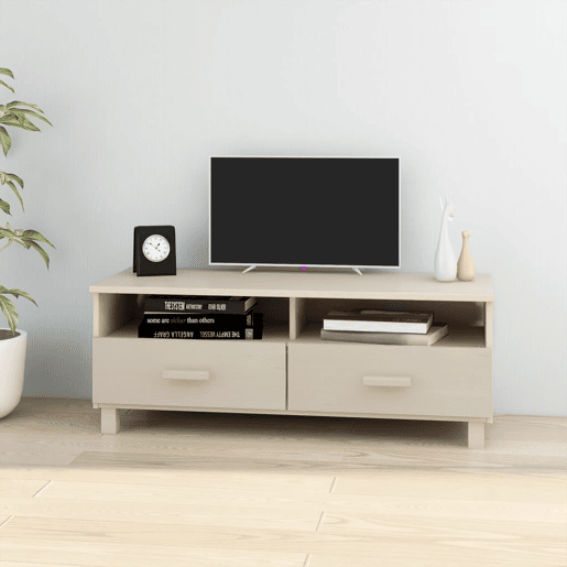 Móvel de TV - Modulo de TV - Armário de TV HAMAR 106x40x40 cm pinho maciço castanho-mel