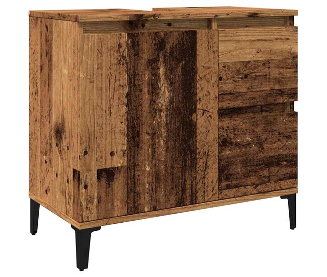 Vidaxl armario de lavabo baño madera ingeniería envejecida 65x33x60 cm