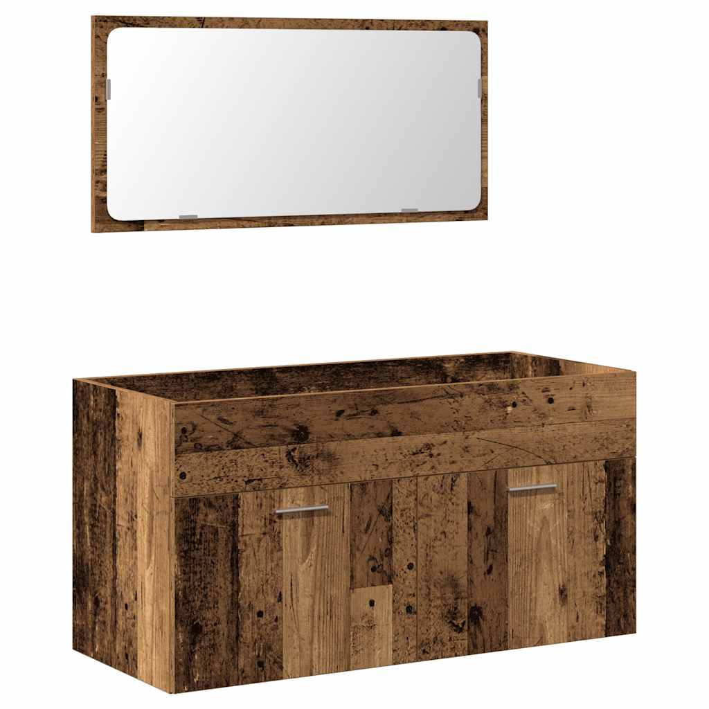 Armario De Baño Con Espejo 90 Madera
