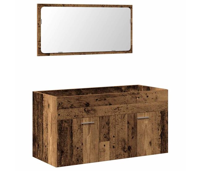 Vidaxl mueble de baño con espejo de madera antigua madera ingeniería