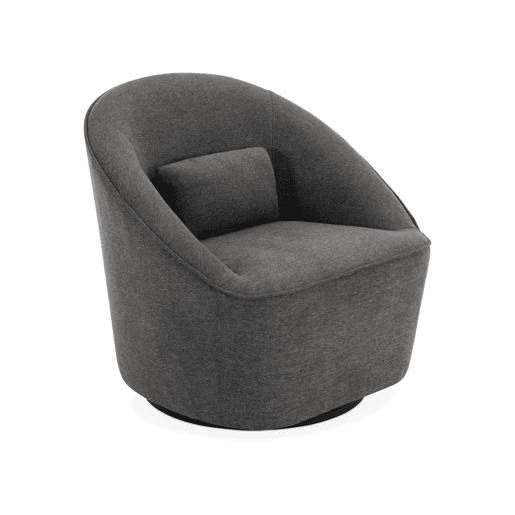 Poltrona giratória 360º com almofada, tecido, Lana, Cinza escuro, 80x73x77 cm