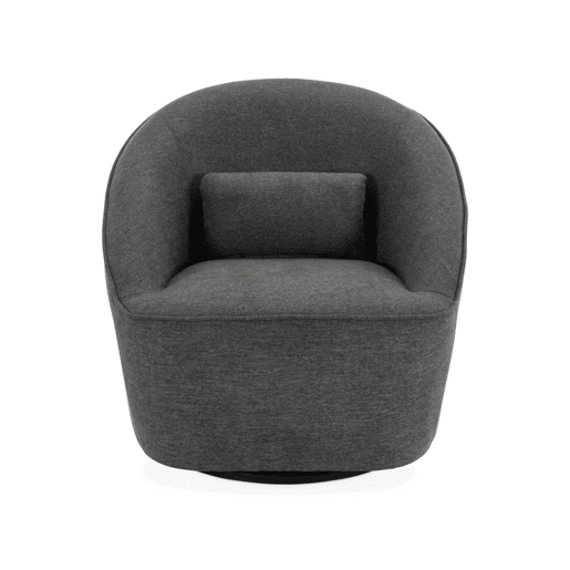 Poltrona giratória 360º com almofada, tecido, Lana, Cinza escuro, 80x73x77 cm