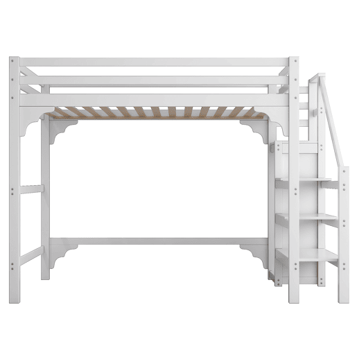 Cama alta com roupeiro - 140x200 cm - com estrado de molas - Branco Cama alta com roupeiro - 140x200 cm - com estrado de molas - Branco