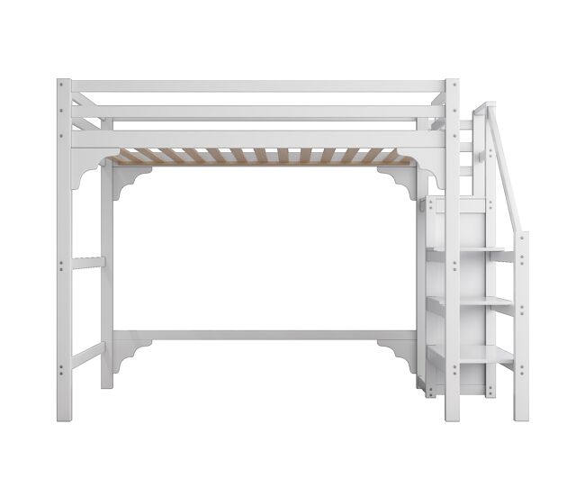 Cama alta con armario - 140x200 cm - con somier - blanco