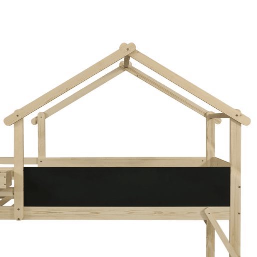 Cama mezzanine em madeira 90x200 cm - com ardósia e escada de arrumação - Natural