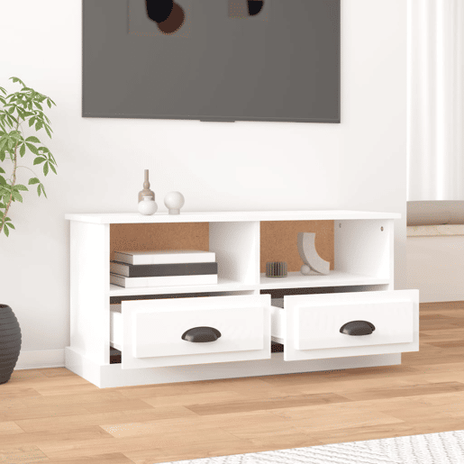 Móvel de TV - Modulo de TV - Armário de TV 93x35,5x45 cm derivados de madeira branco brilhante