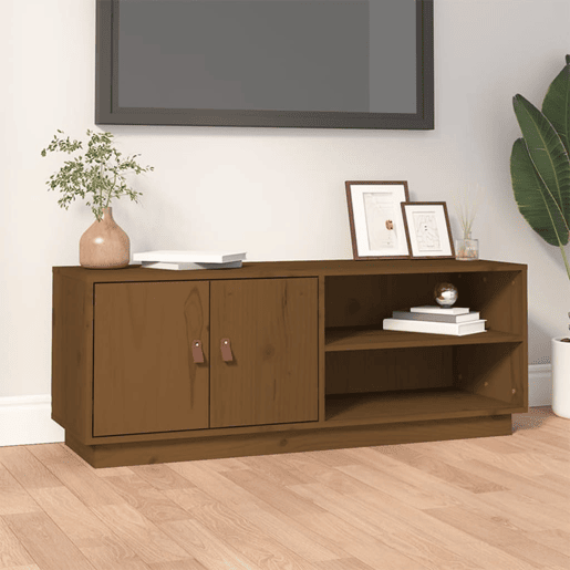 Móvel de TV - Modulo de TV - Armário de TV 105x34x40 cm madeira de pinho maciça castanho mel