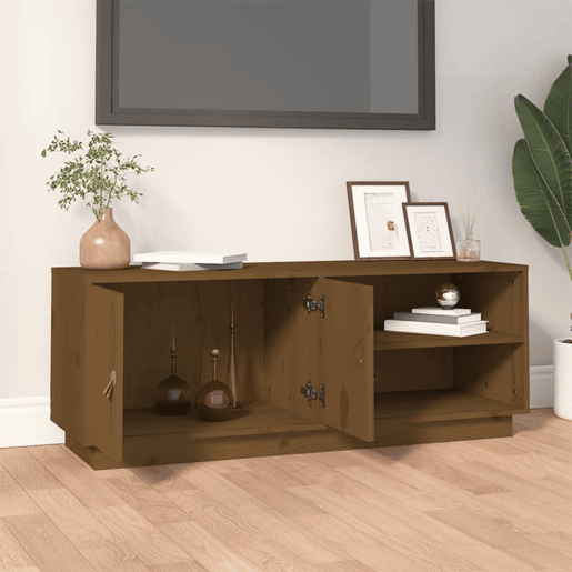 Móvel de TV - Modulo de TV - Armário de TV 105x34x40 cm madeira de pinho maciça castanho mel