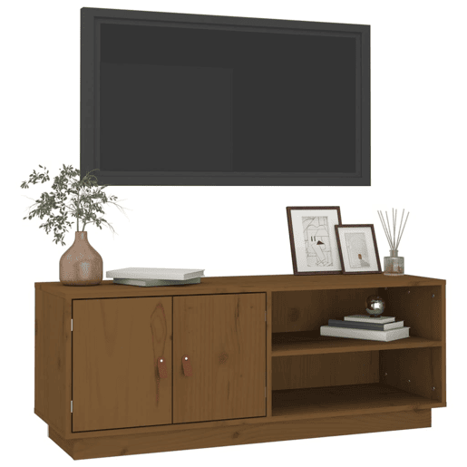 Móvel de TV - Modulo de TV - Armário de TV 105x34x40 cm madeira de pinho maciça castanho mel