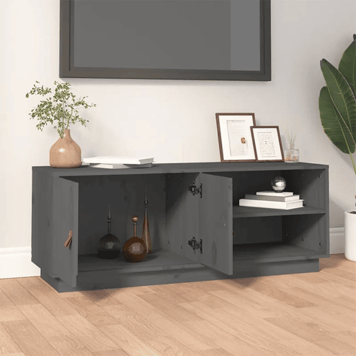 Móvel de TV - Modulo de TV - Armário de TV 105x34x40 cm madeira de pinho maciça cinzento