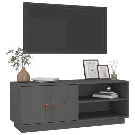 Móvel de TV - Modulo de TV - Armário de TV 105x34x40 cm madeira de pinho maciça cinzento