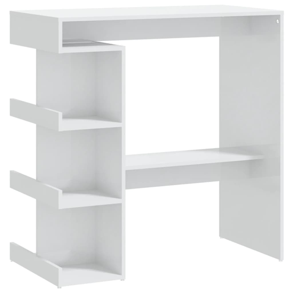 Vidaxl mesa bar con estante aglomerado blanco brillo 100x50x101,5 cm
