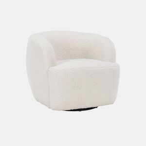 Poltrona giratória 360º de metal e boucle, Laya, Creme, 79.5x77.5x67 cm