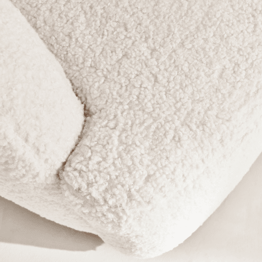 Poltrona giratória 360º de metal e boucle, Laya, Creme, 79.5x77.5x67 cm